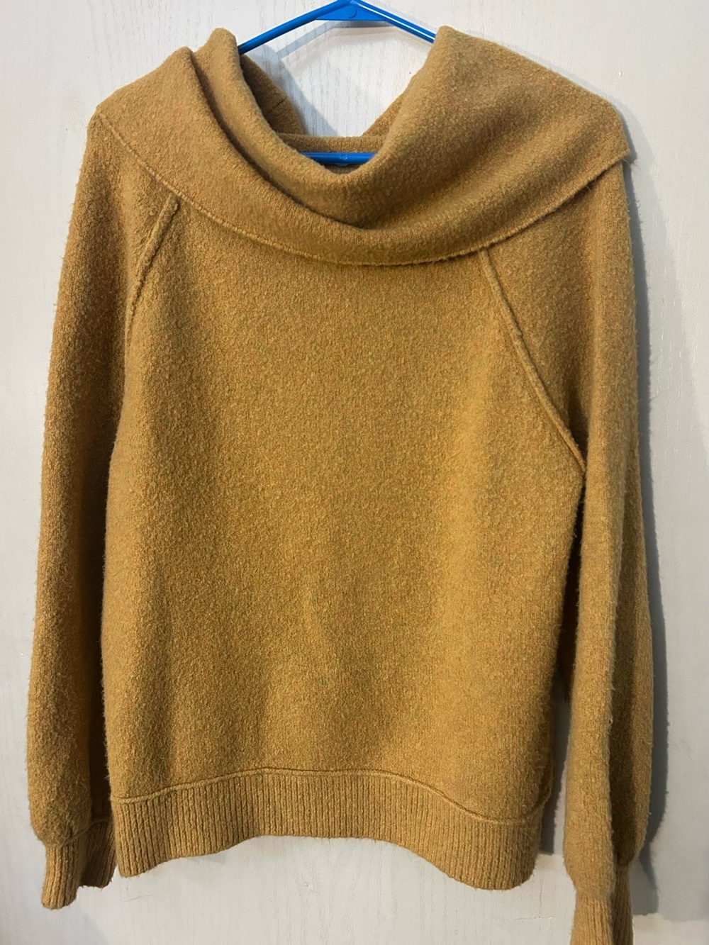 Free People Mustard Gold Wool Blend Cowl Neck Sweater